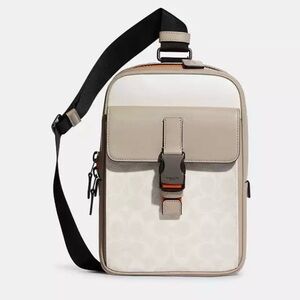 Coach sling Bag in Beige and White